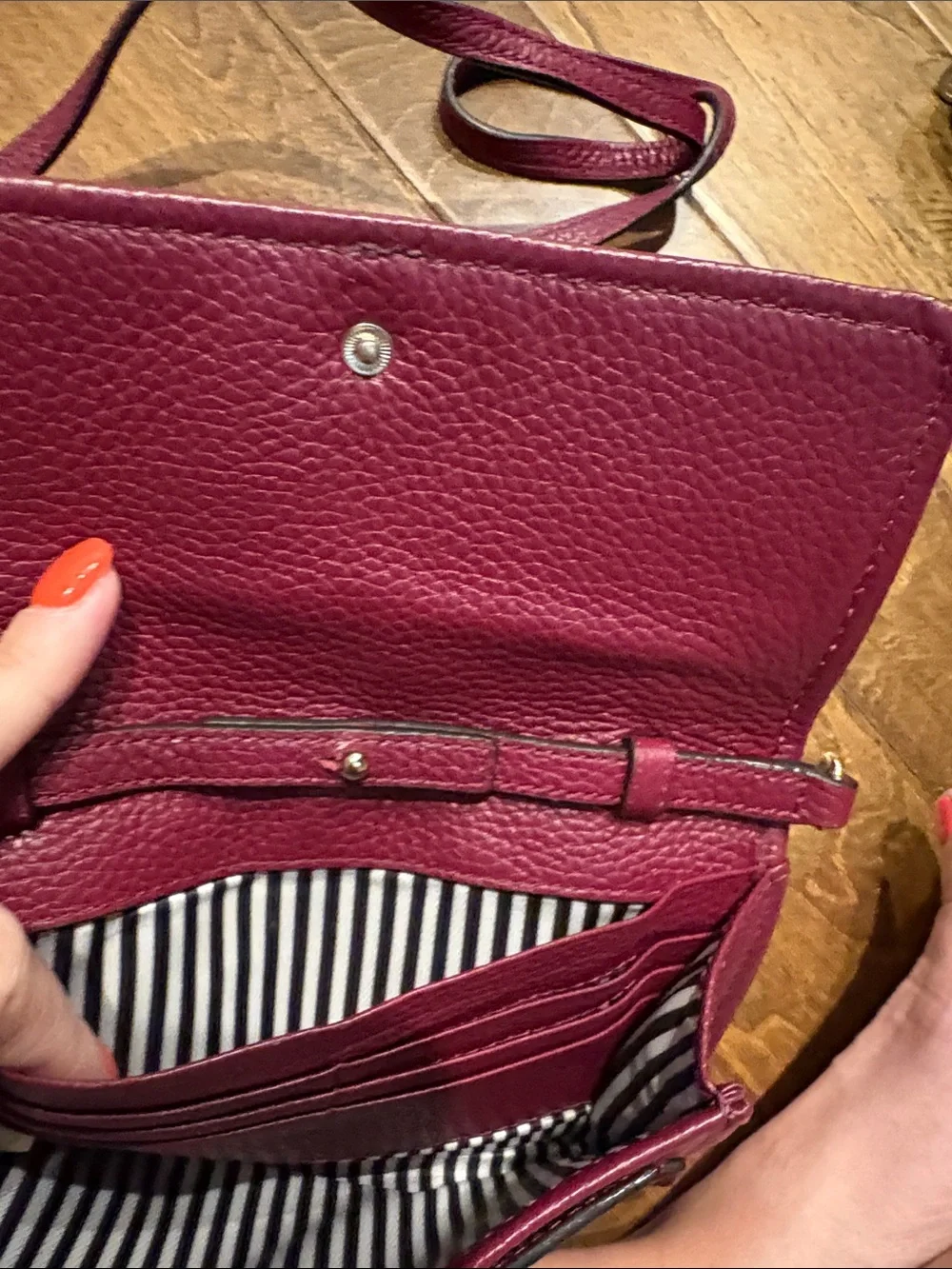 kate spade Pebbled Leather Crossbody in Berry